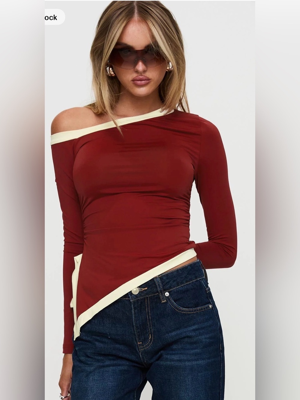 NWT Princes Polly  Fake Smile Long Sleeve Top Burgundy, Size 6 - Picture 4 of 14